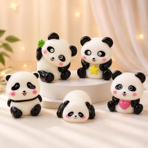 Image of Cubbie Cute Panda Night Light Set, Warm Yellow Glow Decorative Panda Lamps for Kids Room, Bedroom, Study Table, Bedside & Gift Decor, 5 Unique Panda Designs (Cute Pandas 5 PCS Set)