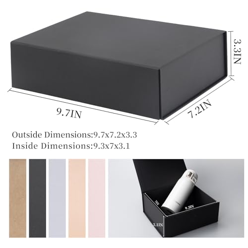 Image of Rsgift Empty gift box Small Black 9.7x7.2x3.3 Inch,3 Packs Gift Boxes with Lid Groomsmen Graduation decorative boxes with lids Halloween,Christmas,Valentine's Day,gifts for women