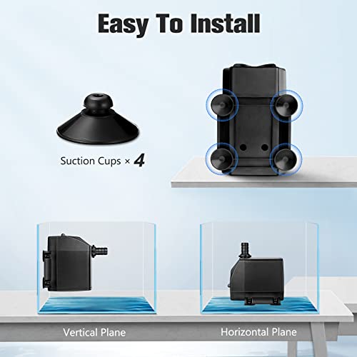 Kedsum KDF278-D08V045A 880Gph Submersible Water Pump(3500L/H, 100W), Ultra Quiet Water Pump With 11.3Ft High Lift, Fountain Pump With 5.9 Ft Power Cord, 3 Nozzles For Fish Tank, Pond, Aquarium thumb #5