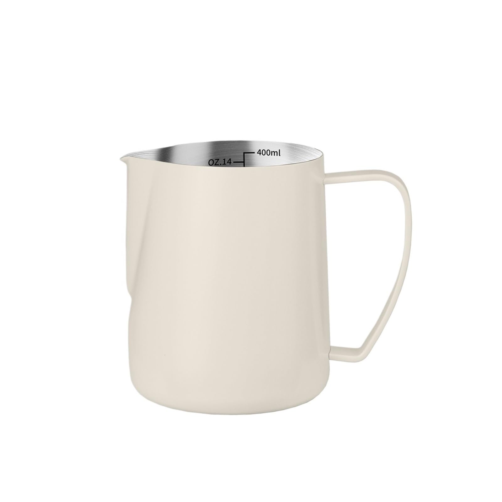 Jarra de espuma café 400/700ML,puntiagudo, cilindro leche acero inoxidable 304, aparato, taza, guirnalda artística(400ML,WHITE)