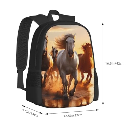 Large Capacity Horse Nature Generate Image Backpack Large Multipurpose Bag Double Zipper Backpack Unisex 17 Inch3