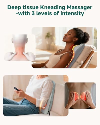 Image of Snailax Shiatsu Back Massager with Heat, 4D Kneading Neck Massager, FSA Eligible, Back Neck Shoulder Massager for Pain Relief Deep Tissue, 3 Speed /3 Modes Portable for Home Office Car Use