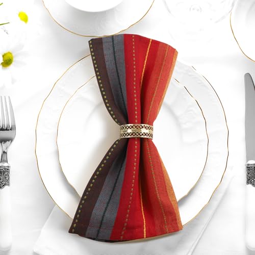 Urban-Villa-DinnerNapkins-Cuisine-Stripes-Cloth-Napkins-Set-of-12-Red-Multi-Color-Dinner-Napkins-20×20-Inches-100-Cotton-Dinner-Napkins-Over-Sized-Cloth-Napkins-with-Mitered-Corners-DinnerNapkins Urban Villa DinnerNapkins Cuisine Stripes Cloth Napkins Set of 12 Red Multi Color Dinner Napkins 20×20 Inches 100 Cotton Dinner Napkins Over Sized Cloth Napkins with Mitered Corners DinnerNapkins