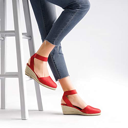 Image of DREAM PAIRS Women's Ankle Strap Wedge Sandals | Espadrilles Sandals, Elastic Ankle Strap, Cushioned Comfort for Summer Outfit, Fashion Dressy Shoes