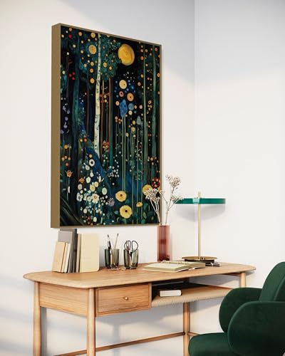 Forêt fantaisiste affiche enchanteresse pour créer un salon chaleureux nature