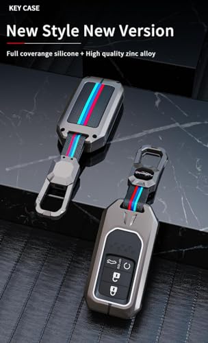 Image of BKN Premium Metal Silicon Key Cover Compatible for Honda City | Civic 2023 2024 | Amaze | BR-V, CR-V, Jazz, WR-V 4 Button Smart Key | Full Protections Visible in Low-Light Conditions
