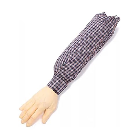 Khakho Ghastly Severed Arm with Sleeve Decoration Prop,Fake Human Arm Hands Haunted House Halloween Decorations (Red Black) Cover