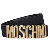 Cintura, donna, moschino Moschino Cintura Couture in tessuto nera con logo galvanica oro tg 44