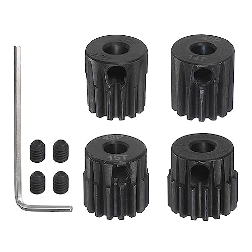 Image of sourcing map 48P Hardened Pinion Motor Gear Set 4pcs 13T 14T 15T 16T Fit 1/8 Inch RC Motor Shaft 48 Pitch Gears for RC Car, with Hex Key