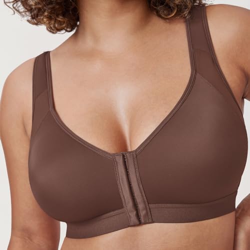 DELIMIRA Women's Front Closure Posture Wireless Back Support Full Coverage Bra Polyamide Polyester Elastane