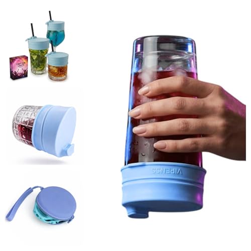 VIPENSS Drink Cover for alcohol protection women and men, Anti Drug Cup Protector, Silicone Drink Cover, Fits all cup sizes, Leak-Proof Lid with Ergonomic Sip Design (BLUE CUP COVER)