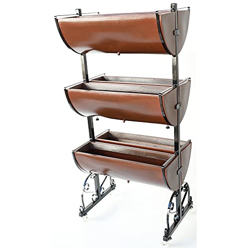 Horta Vertical 6 Jardineiras Marrom Suporte Plantas com Roda