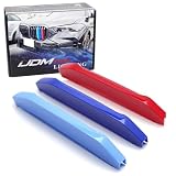 iJDMTOY Exact Fit 3pc Set Iconic Tri-Accent Grille Insert Trims Compatible with 2024-up G05 X5 LCI/Facelift w/ 7-Beam Standard Grille