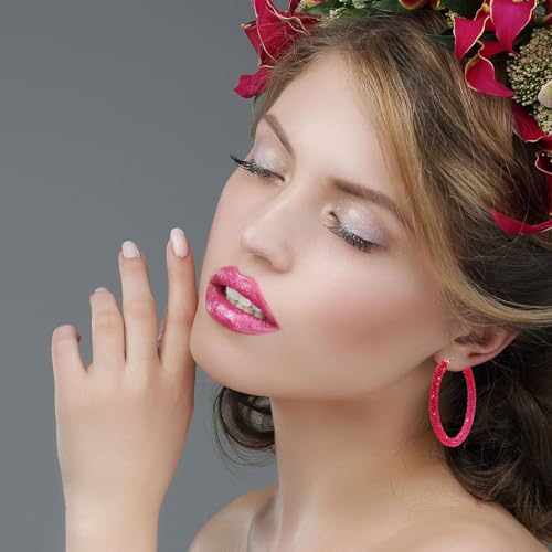 Sparkly Hoop Earrings for Women Exaggerated Rainbow Rhinestone Hoops Earrings Fashion Glitter Crystal Hoop Earring Large Hoops Earring Prom Jewelry Gifts2