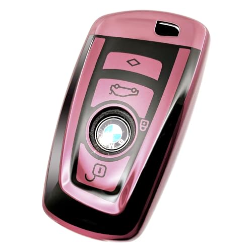 Image of Creativity For BMW X5 Key Fob Cover accessories (Pink Key Case) | Advanced soft TPU key box is compatible with X1 X3 X4 X5 X6 1 2 4 5 6 7 M3 M5 M6 GT3 GT5 G30 F10 F15 F16 F20 key