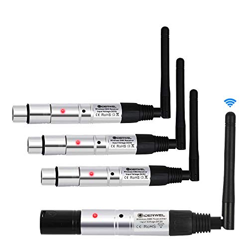 GIDERWEL DMX Wireless Receiver Transmitter Light Control Dfi DJ for Wireless Receiver DMX512 Stage Light Party Light,1 Transmitter 3 Receiver