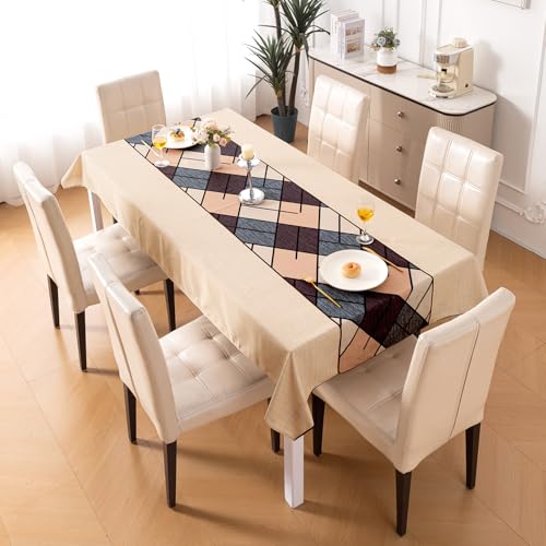 Image of HOKIPO Modern Grace Table Cloth for 6 Seater, 55x86 in, Earthy Matrix