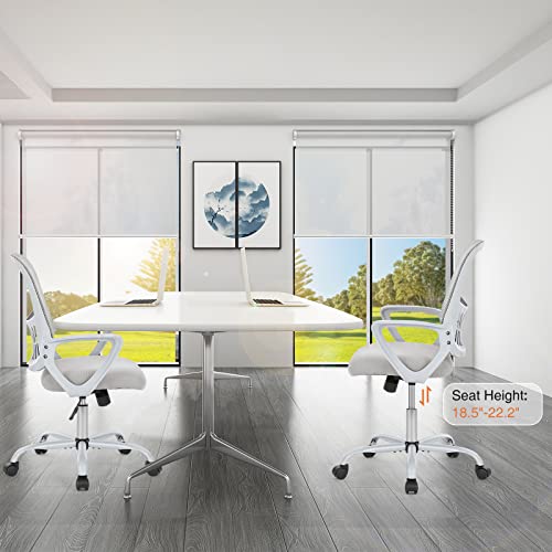 Image of Sweetcrispy Ergonomic Mid-Back Mesh Home Office Desk Chair with Wheels, Managerial Executive Chair with Lumbar Support, and Comfortable Armrests for Home, Bedroom, Study, Office, Grey