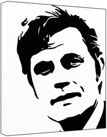 Jack Lord Pop Art Painting (100% oryginalny obraz. Not A Print) Farba akrylowa na głęboko oprawionym płótnie (60 x 50 x 1,8 cm) 2-kolorowy czarny/biały