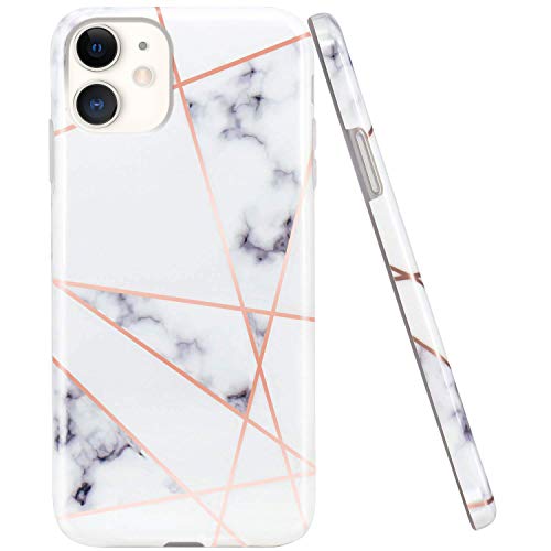 Jaholan Iphone 11 Case Shiny Rose Gold Geometric Marble Design Clear Bumper Tpu Soft Rubber Silicone Cover Phone Case For Iphone 11 6 1 Inch 19 White Rose Gold Buy Online In