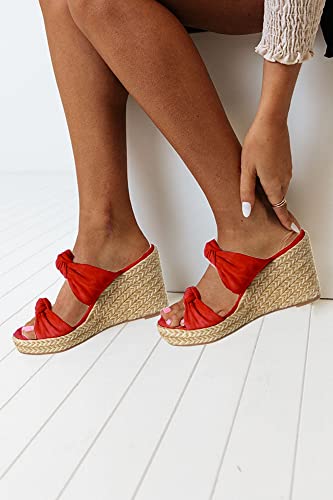 Image of Fashare Womens Slip on Espadrilles Wedges Sandals Slides Platform Bow Open Toe Summer Dressy Mules Shoes