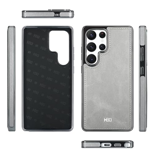 Image of BOUNCEBACK Vegan Leather Electroplated Back Case /Cover for Samsung Galaxy S24 Ultra - Natural Gray