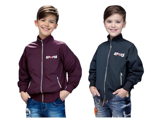 Image of HRKK Kids Windcheaters Solid Polyester Blend Jackets for Boys and Girls |