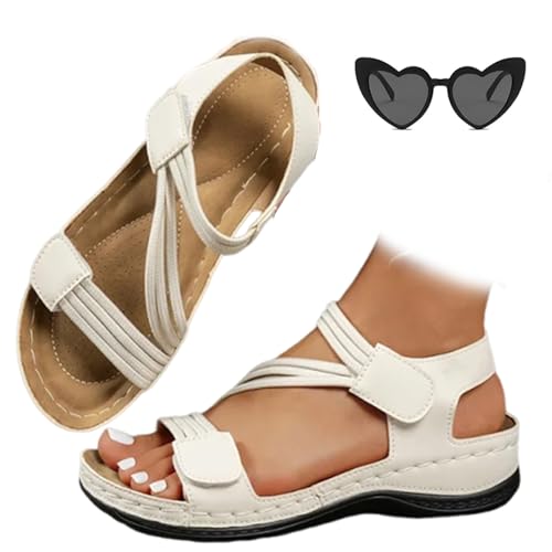 Women's Summer Fisherman Sandals - Adjustable Ankle Strap Open-Toe Platform Wedge Heel, with Arch Support for Beach Hiking
