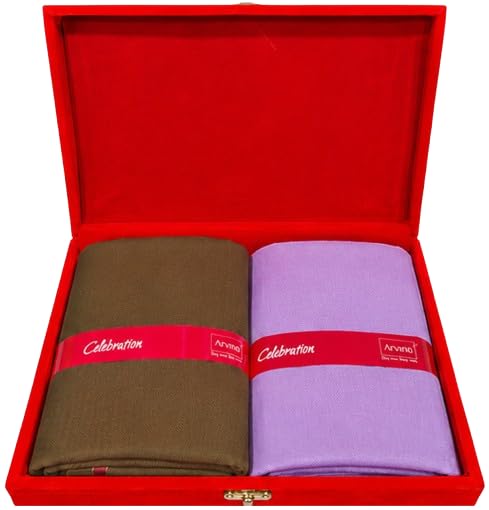 arvind Poly Cotton Shirt & Viscose Pant Fabric Combo | Unstitched | Elegant Red Velvet Gift Box | Formal Wear-picture-42
