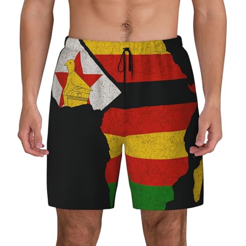 Pantalones cortos de baño cómodos para hombre con mapa de África para fitness