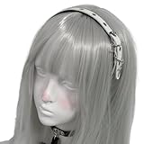 kokdid パンク グロメット クロス デザイン レザー ヘッドバンド 女性用 日常使用 コスプレ 2000年代ファッション