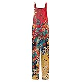 Womens Bib Overalls Baggy Harem Pants Loose Fit Rompers Jumpsuit Vintage Printed Streetwear...