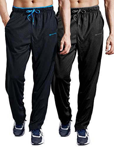Zengvee Sweatpant Men's Pockets 3 Pack Open Bottom Light Weight Jersey Athletic With Zipper Pockets For Workout, Gym, Running, Training #TOP1