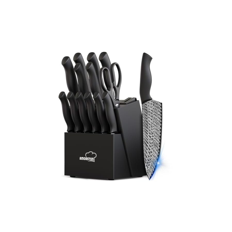 Knife-Set-15-Pieces-Kitchen-Knife-Set-with-Built-in-Knife-Sharpener-Block Knife Set, 15 Pieces Kitchen Knife Set with Built in Knife Sharpener Block