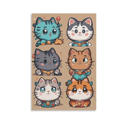 Toile murale chats de dessin animé grand format 60x90 cm salon