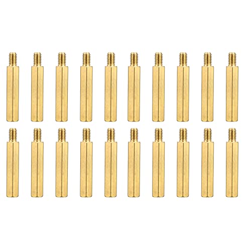 YOKIVE 20Stk M4 Abstandshalter Schrauben Messing Sechskant PCB Abstandshalter Halten Höhe Konsistent Perfekt für Hauptplatine (Gold Ton 25mm+6mm)