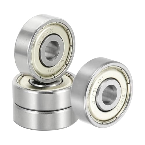 uxcell 4 Pack 635ZZ Deep Groove Ball Bearings, 5x19x6mm Chrome Steel Double Shield Bearing for Electric Motor, Home Appliances, Garden Machinery, (ABEC5)