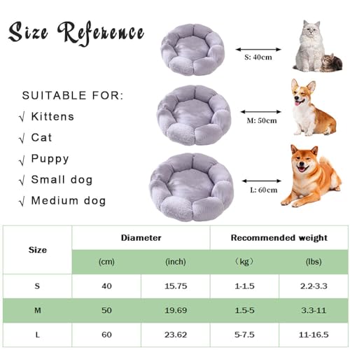 DOTBUY-SHOP Hundebet Katzenbett Hundekissen Grosse Hunde Kissen, Blumenform Plüsch-Hundekorb Hundebett Waschbar, für Welpe, Katzen, Kätzchen, Haustiere (60cm,Beige)