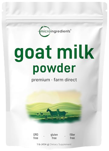 Micro Ingredients Goat Milk Powder, 1 Lb | Grass-Fed Australian Source | Pure, Easily Digested Formula | High in Protein, Calcium &amp; Probiotics | Non-GMO, Gluten-Free, Pet Friendly