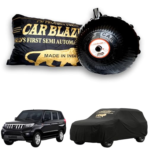 Image of CARBLAZER Portable & Semi-Automatic Full Body Car Covers: Heavy Duty Device| Anti-Theft| Dust & Scratch Proof | Water & Wind Resistant|Custom Fit| Dual-Side Cover, Compatible for Mahindra Bolero NEO