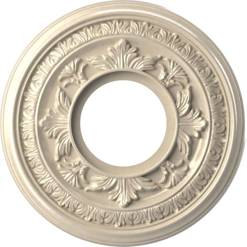 Image of Ekena Millwork CMP10BAEPE Baltimore Thermoformed PVC Ceiling Medallion (Fits Canopies up to 4 1 /4 inch), 10 inchOD x 3 1 /2 inchID x 3 /4 inchP, Universal Metallic Pearl Mist