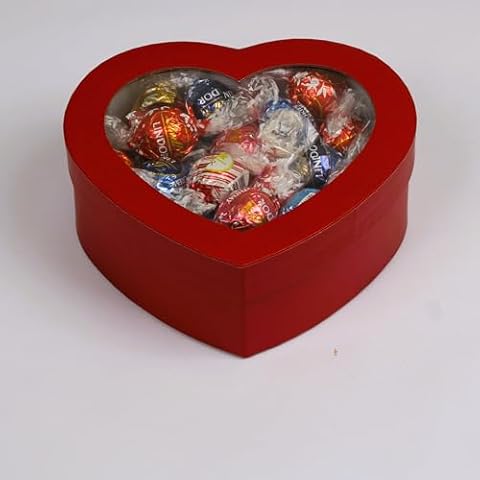 Valentine Day Chocolate Truffles For Her Or Him, 60 Individually Wrapped Assorted Filled Truffles In Milk Dark And White Chocolate, Gift Ready Heart Shaped Box Cover