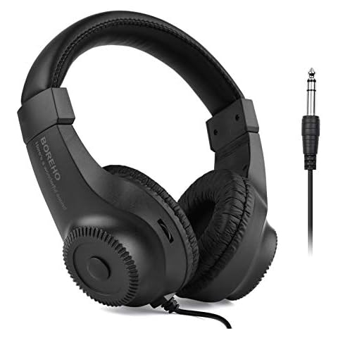 SDADS Wired Stereo Monitor Headphones Over-ear Headset with 50mm Driver 6.5mm Plug for Recording Monitoring Music Appreciation Game Playing DJ Black Cover
