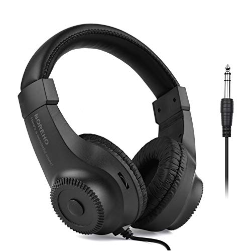 SDADS Auriculares estéreo con cable para monitor con auriculares con controlador de 50 mm, enchufe de 6,5 mm, para grabación de monitoreo de música, juego de reproducción de DJ negro