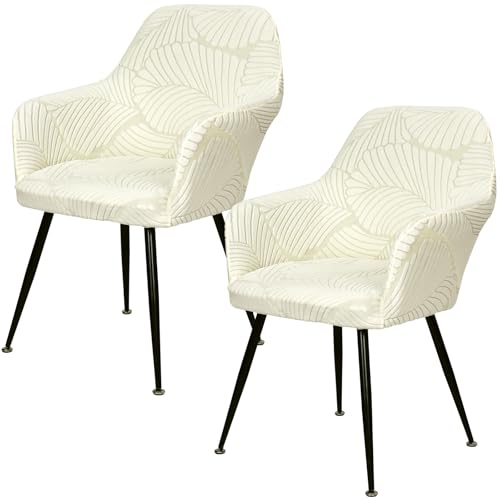 Betylifoy Lot de 2 Housses de Chaise de Salle à Manger avec Accoudoirs en Jacquard Extensibles Amovibles et Lavables pour Salle à Manger Cuisine Bureau (2,...