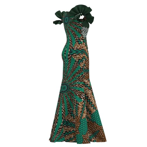 Image of iooiooi Womens Elegant Ankara Maxi Mermaid Dress Lace Decorated African Gowns