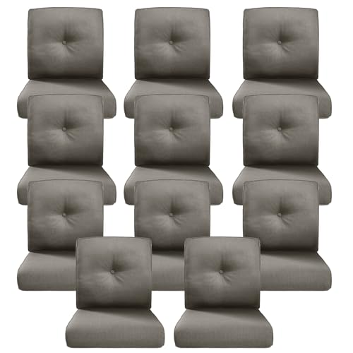 Image of Luxury 4 inch Thick Outdoor Cushion Set of 11 - 22x24 Patio Furniture Cushions with 28D High-Density Foam, Water-Resistant & Fade-Resistant Fabric, Removable Covers for Patio Furniture Sofa Couch -Grey