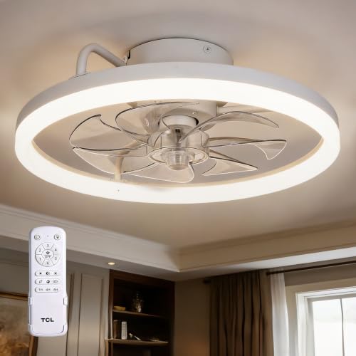 TCL 24 Inch Low Profile Ceiling Fan with Light, White - image 8