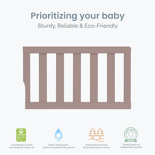 Image of Dream On Me Toddler Guard Rail for Convertible Crib, Solid Wood Bed Rail for Toddler Bed Conversion, Brown Sugar