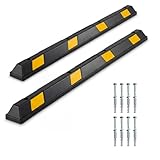 COSTWAY Radstopper aus Gummi, 2 er Set Einparkhhilfe 184 cm, Parkplatzbegrenzung bis 3000 kg Belastbar, Parkbegrenzung mit gelben Reflektorstreifen, Parkplatzsperre für Garage, Parkplatz